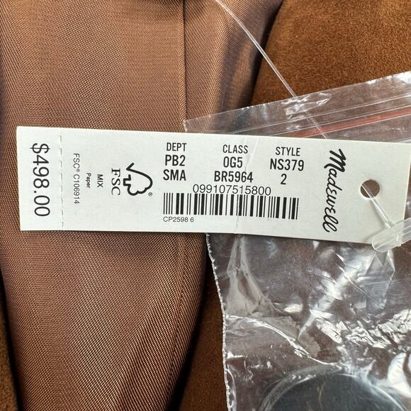 Madewell Women’s The Kline Leather Blazer Size 2 Soft Mohagany - Picture 9 of 16
